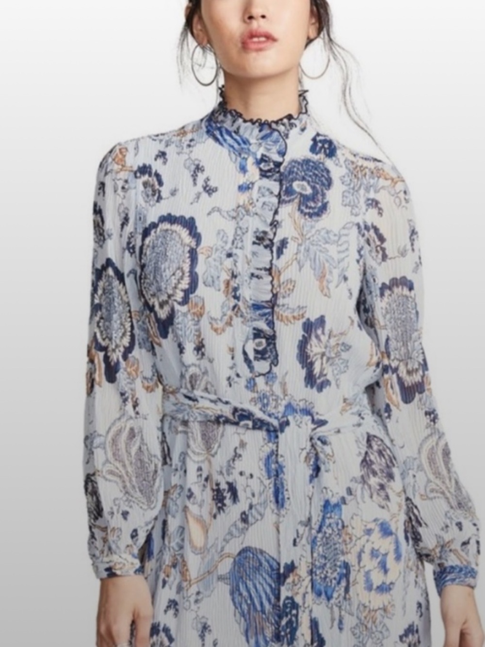 Tory Burch Deneuve Ruffle Trim Floral-Print Dress Size 4